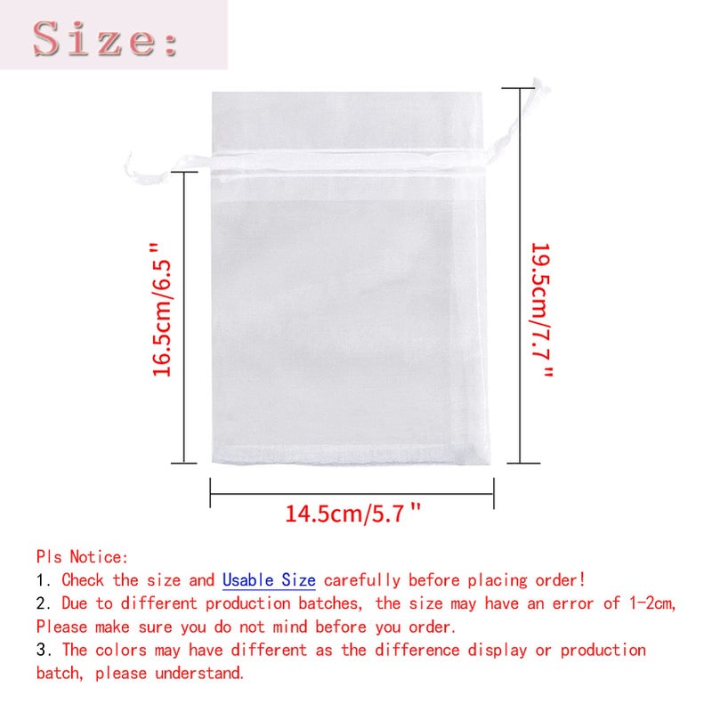 Bezall 50Pcs White Organza Bags, 6x8 inches Christmas Wedding Favor Gift Drawstring Bags Jewelry Pouches Candy Mesh Pouches - Image 3